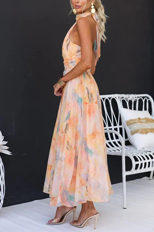 Toad Road | Elegant Watercolour Maxi Dress for Summer