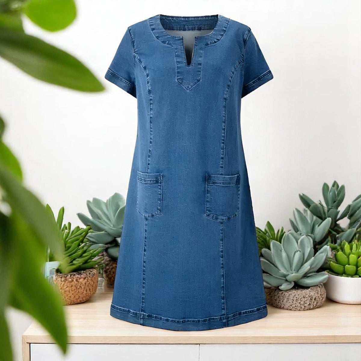Savannah | Chic Soft Denim Midi Dress for Effortless Style