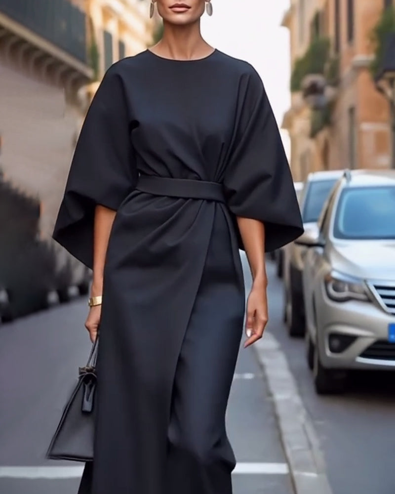 Toad Road | Elegant Dress with Lantern Sleeves and Belt