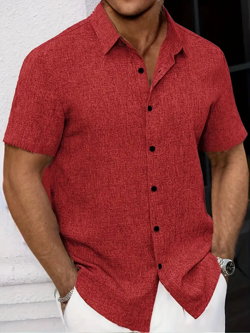 Trey | Classic Michael Linen Short Sleeve Shirt for Men - Image 5
