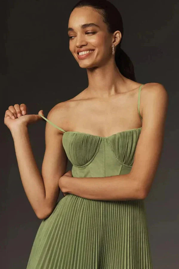 Toad Road | Elegant Pleated Fit & Flare Midi Dress
