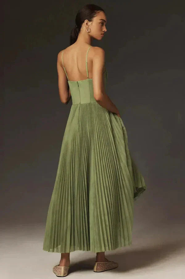 Toad Road | Elegant Pleated Fit & Flare Midi Dress