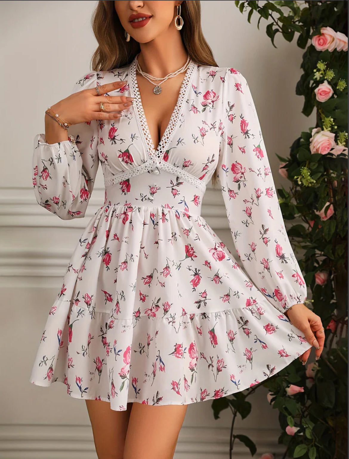 Pamela | Elegant Summer Dress with Ruffles and V-Neck