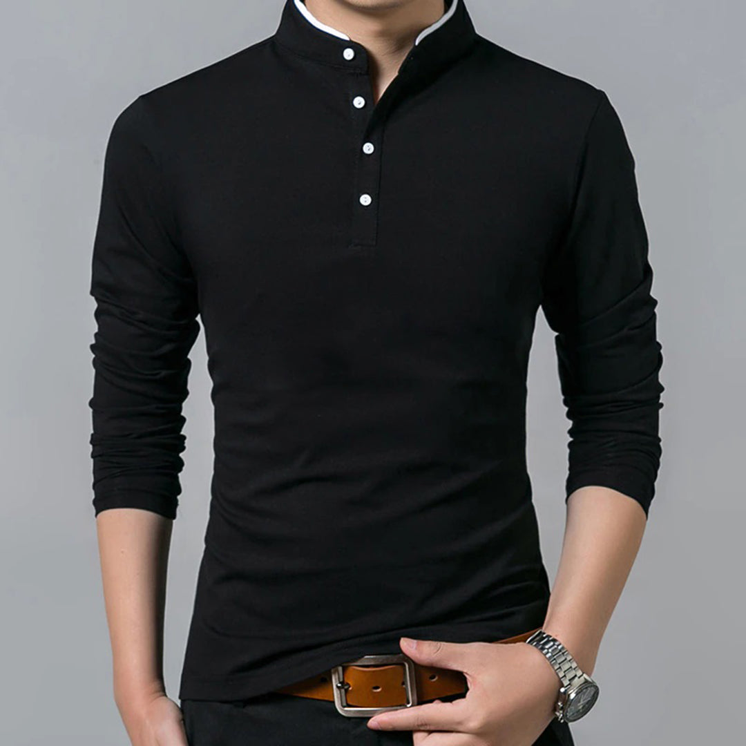 Shane | Men's Slim-Fit Long Sleeve Polo Shirt - Image 1