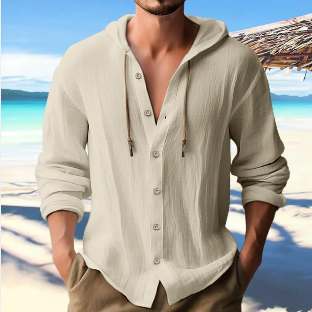 Michael | Men's Hooded Long Sleeve Shirt - Image 2