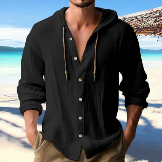 Michael | Men's Hooded Long Sleeve Shirt - Image 1