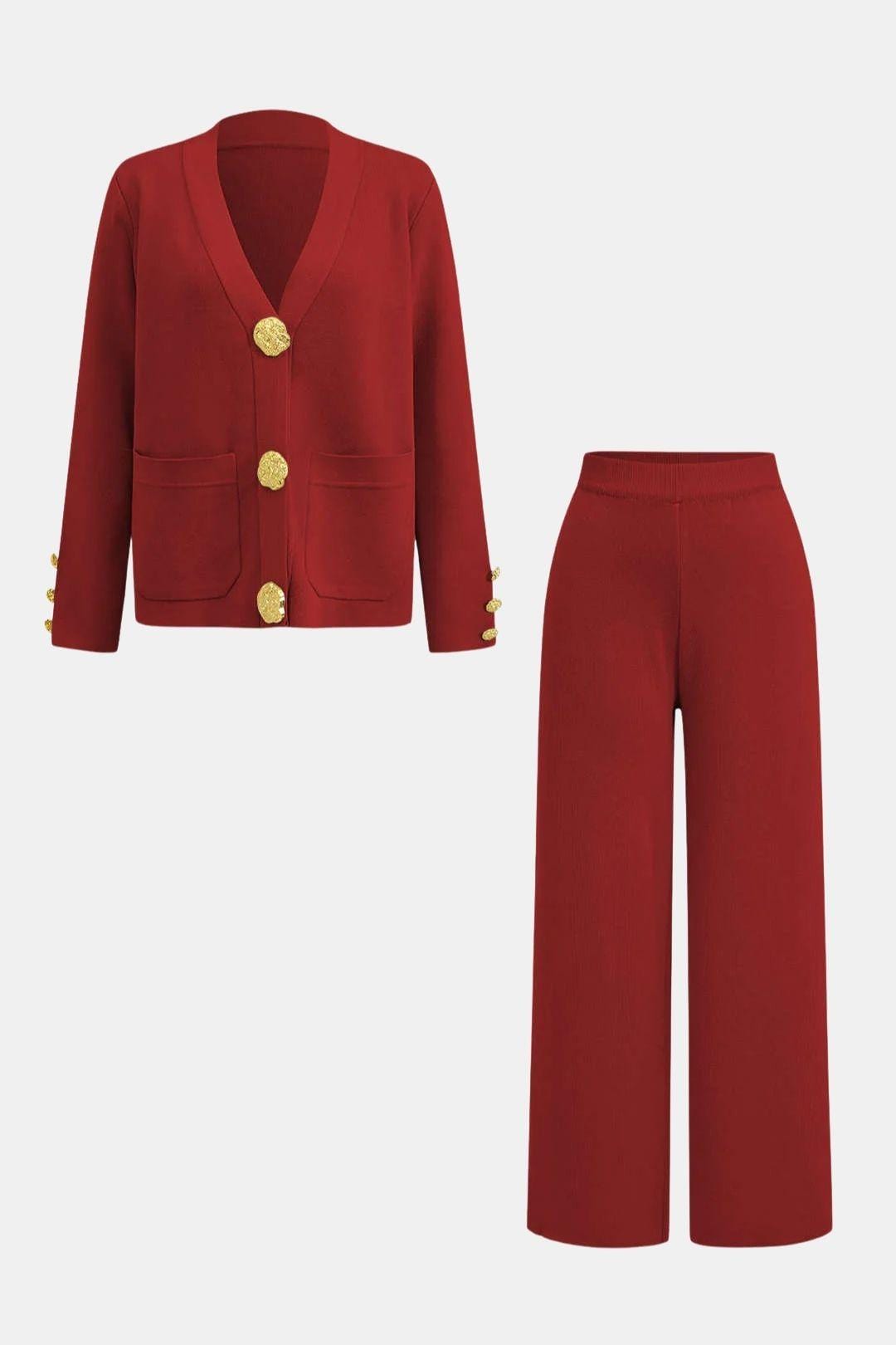 Giorgia - Knit Cardigan & Wide-Leg Pants Set