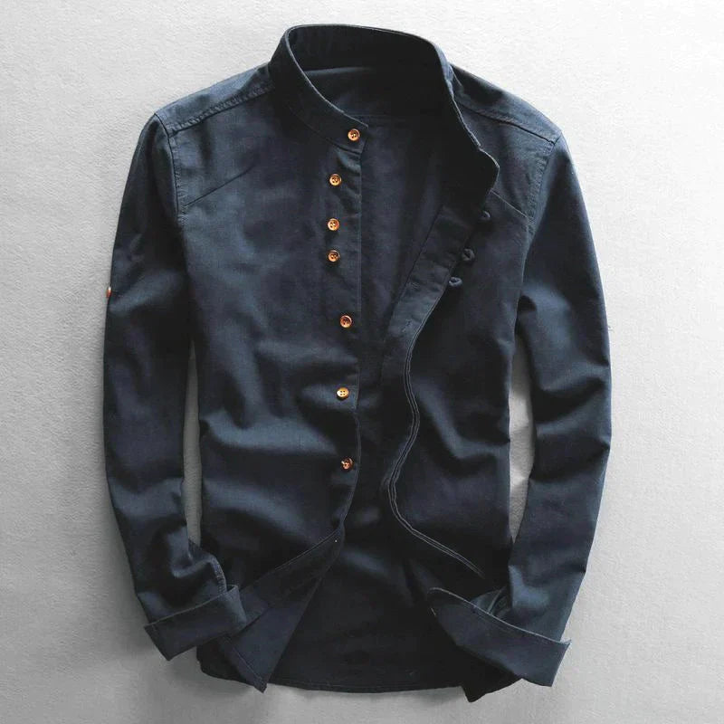 Maxwell | Men's Band Collar Button-Down Shirt - Image 1