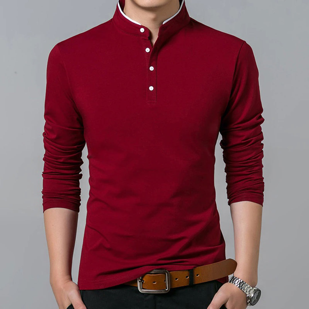 Shane | Men's Slim-Fit Long Sleeve Polo Shirt - Image 2