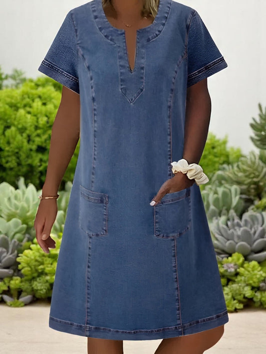 Savannah | Chic Soft Denim Midi Dress for Effortless Style - Image 1
