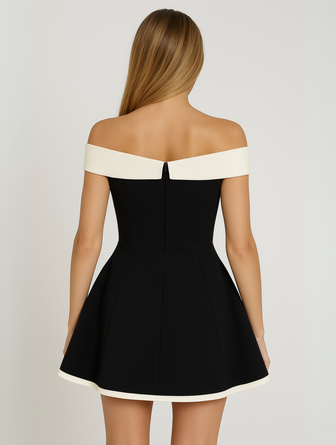 Heather | Timeless Off-Shoulder Contrast Minidress