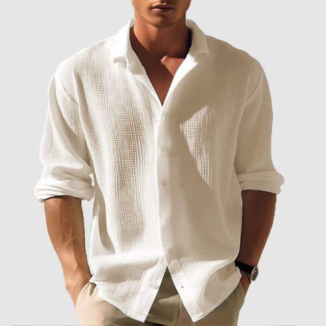 Jayden | Men's Casual Cotton Waffle Shirt with Long Sleeves - Image 1