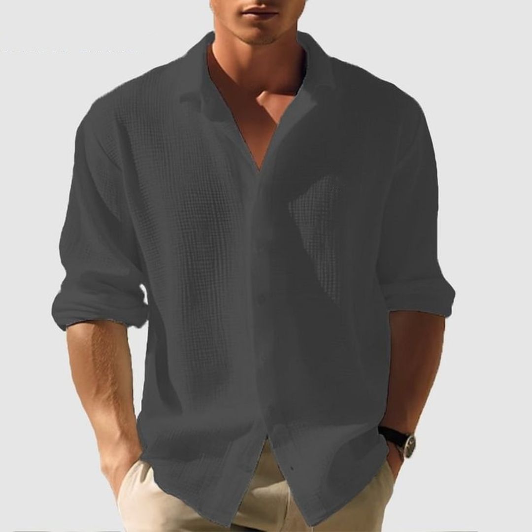 Jayden | Men's Casual Cotton Waffle Shirt with Long Sleeves - Image 2