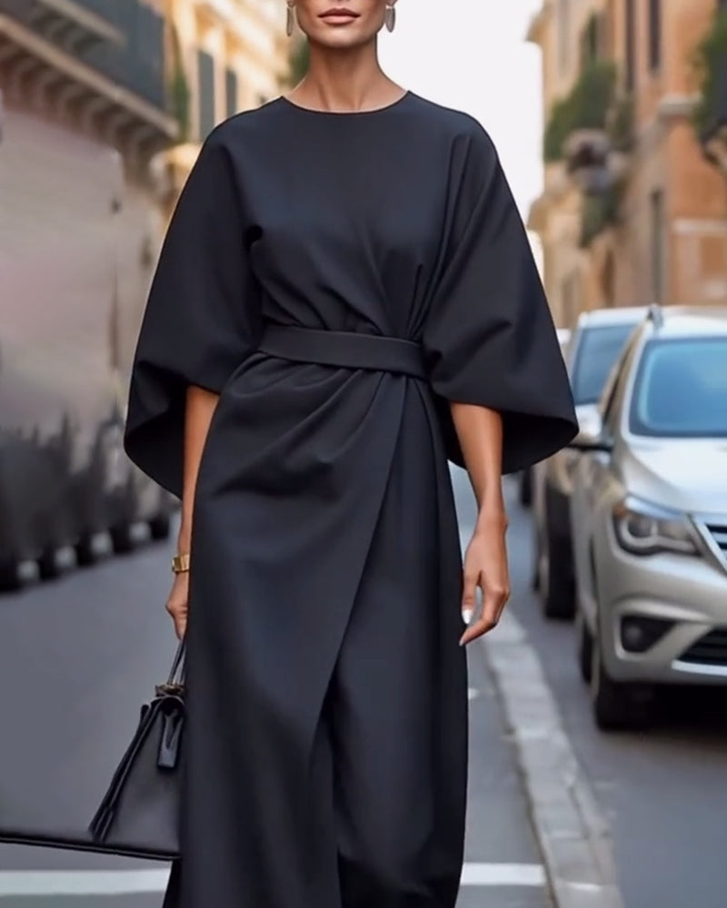 Toad Road | Elegant Dress with Lantern Sleeves and Belt