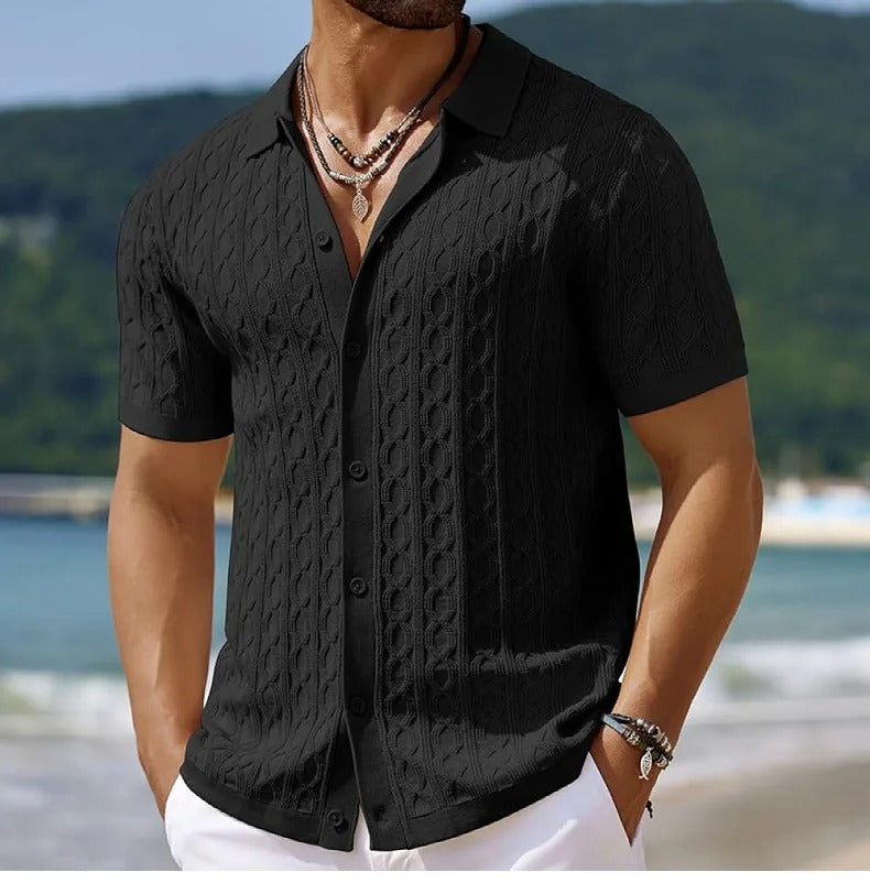 David | Retro Stylish Jacquard Knit Polo for Men