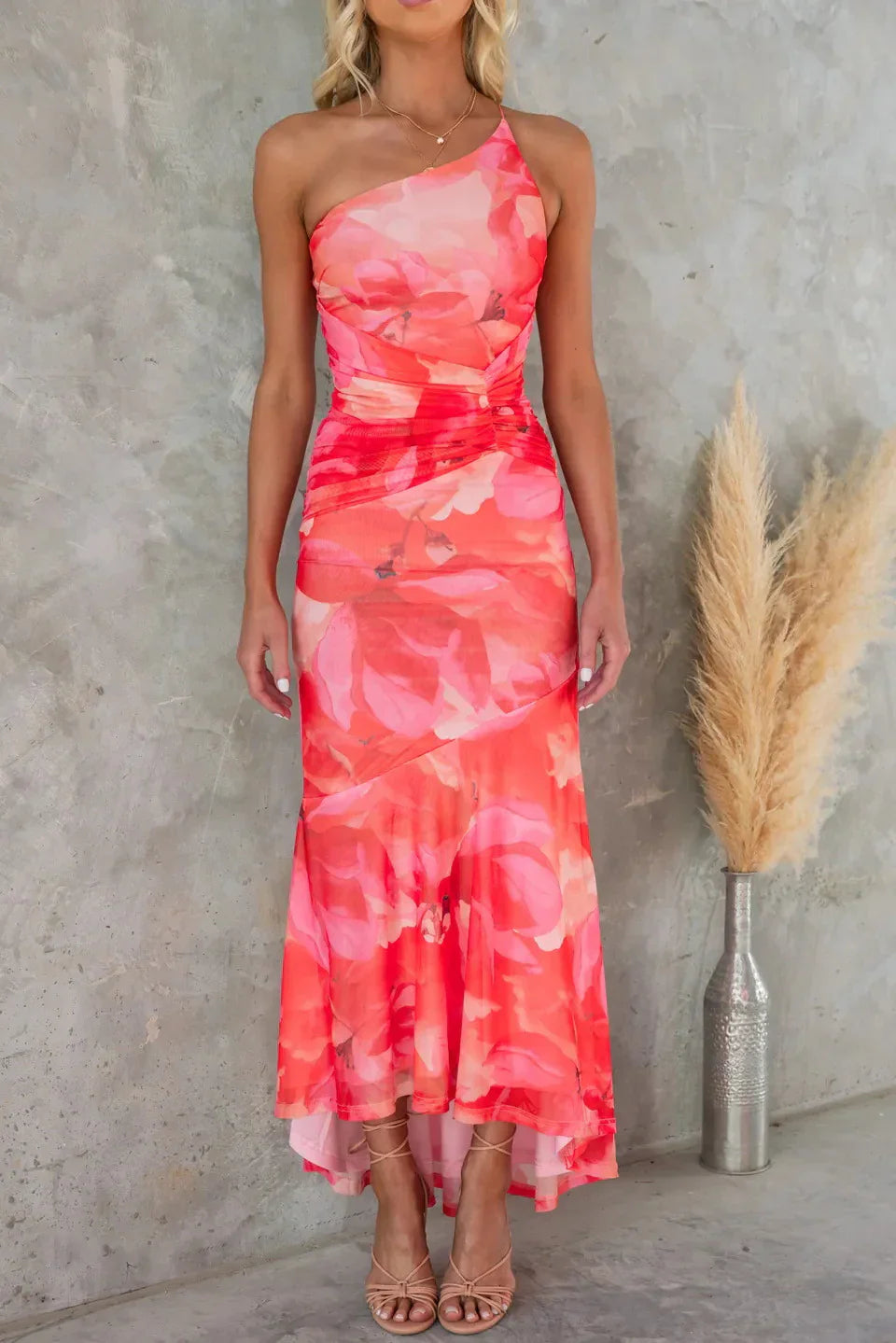 Katherine | Elegant Floral Midi Dress for Warm Weather