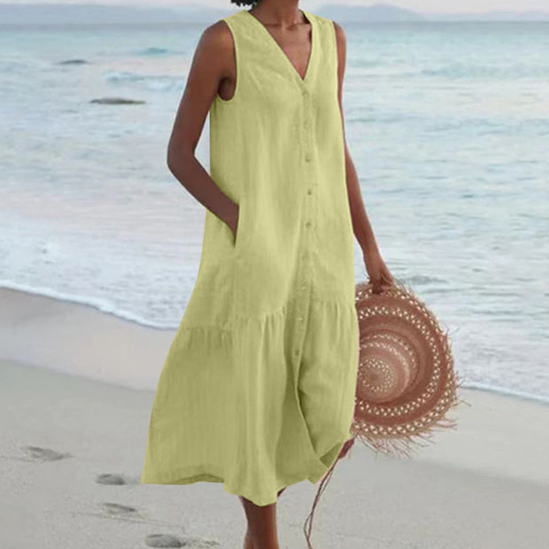 Lynne | Elegant Sleeveless Midi Dress - Image 3