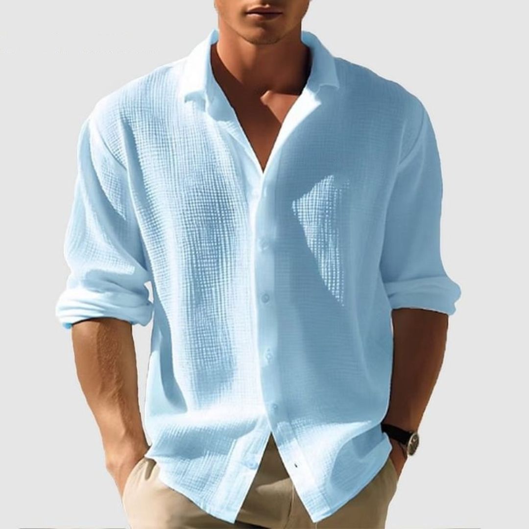 Jayden | Men's Casual Cotton Waffle Shirt with Long Sleeves - Image 4