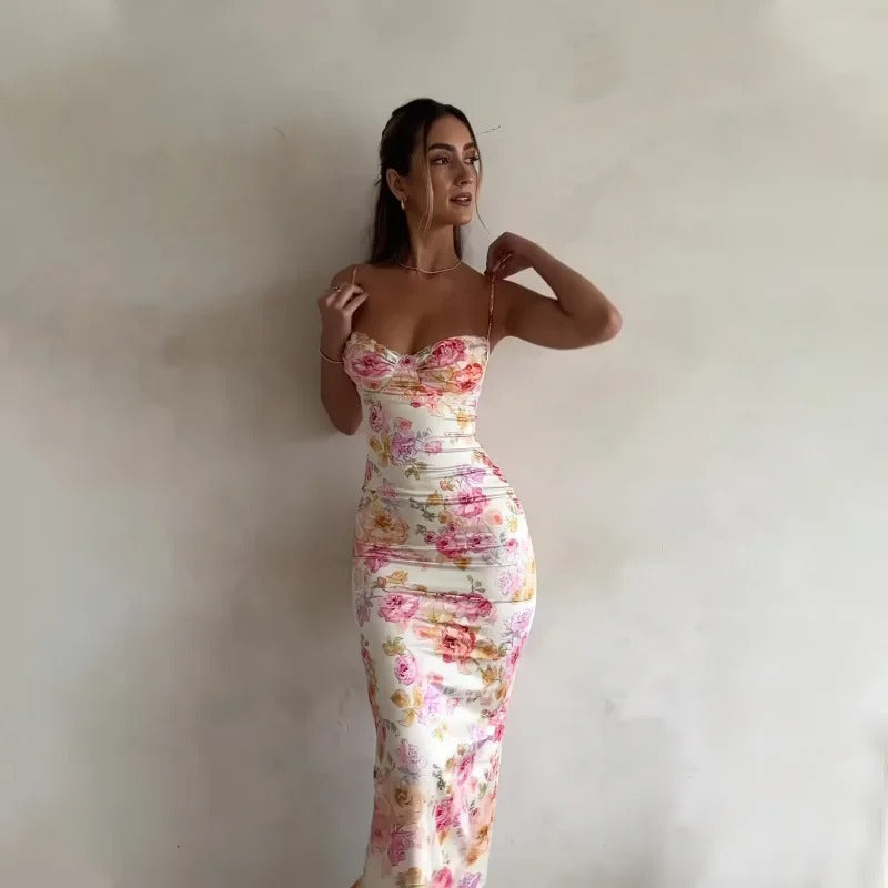 Heather | Elegant Floral Maxi Dress with Lace Trim - Image 5