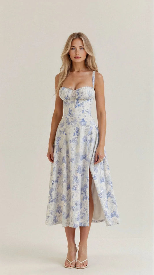 Nora | Elegant Floral Bustier Midriff Waist Shaper Dress - Image 1