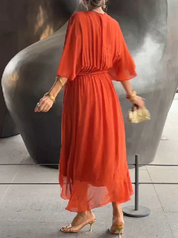 Toad Road | Elegant Soft V-Neck Silk Dress