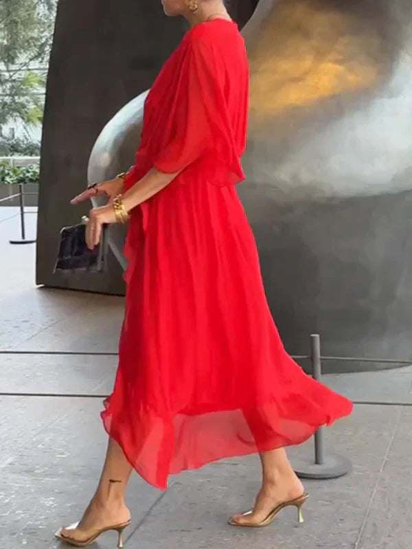 Toad Road | Elegant Soft V-Neck Silk Dress