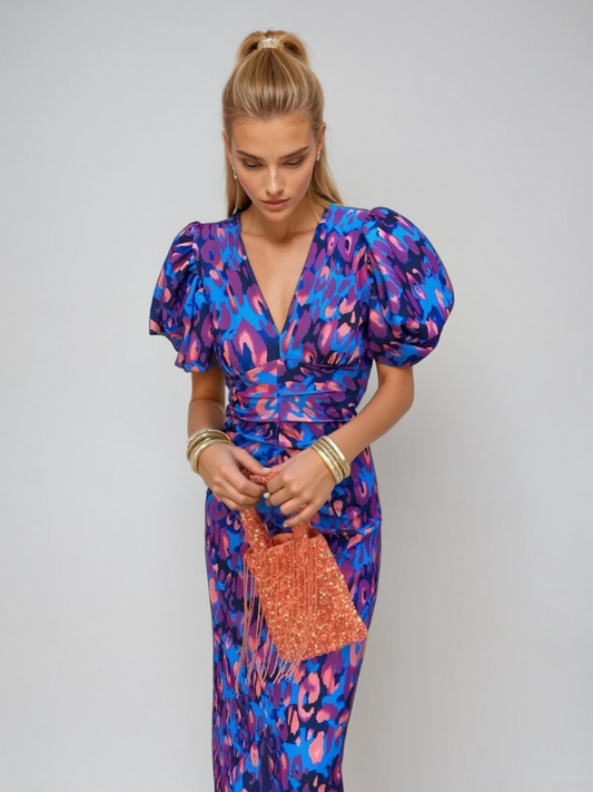 Toad Road | Women’s Elegant Puff Sleeve Printed Dress